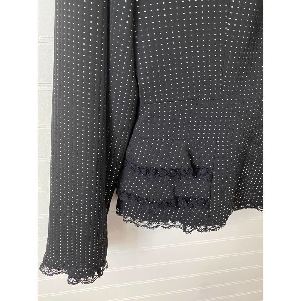 Nipon Boutique Black Dot Embroidered collared Snap Up Scalloped Blazer Size 10 - Picture 6 of 7